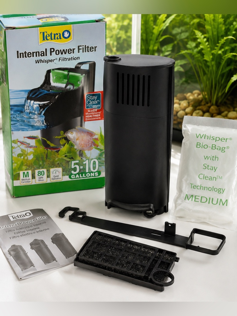 Tetra Whisper Internal Power Filter 5–10 Gallon Aquarium 80 GPH NEW